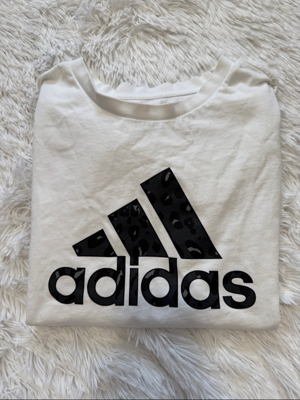 Adidas Women's T-Shirt with Leopard Print Logo Size 1X